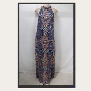Judith March Bright Tribal Design Halter Dress